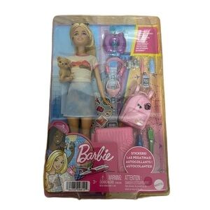Barbie Malibu Travel Doll NEW Neck Pillow Cell Phone Dog Kids Toy